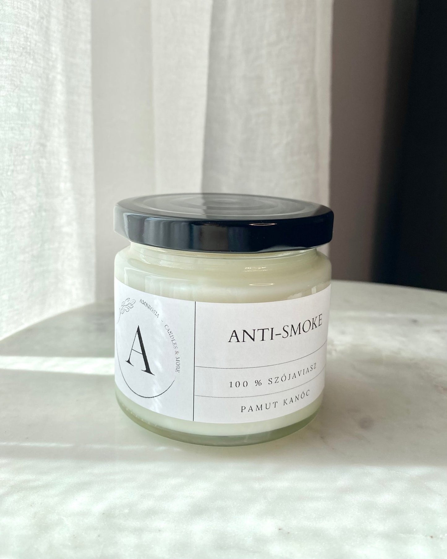 Anti - smoke illatgyertya pamut kanóccal - AMBROSIA Candles & More