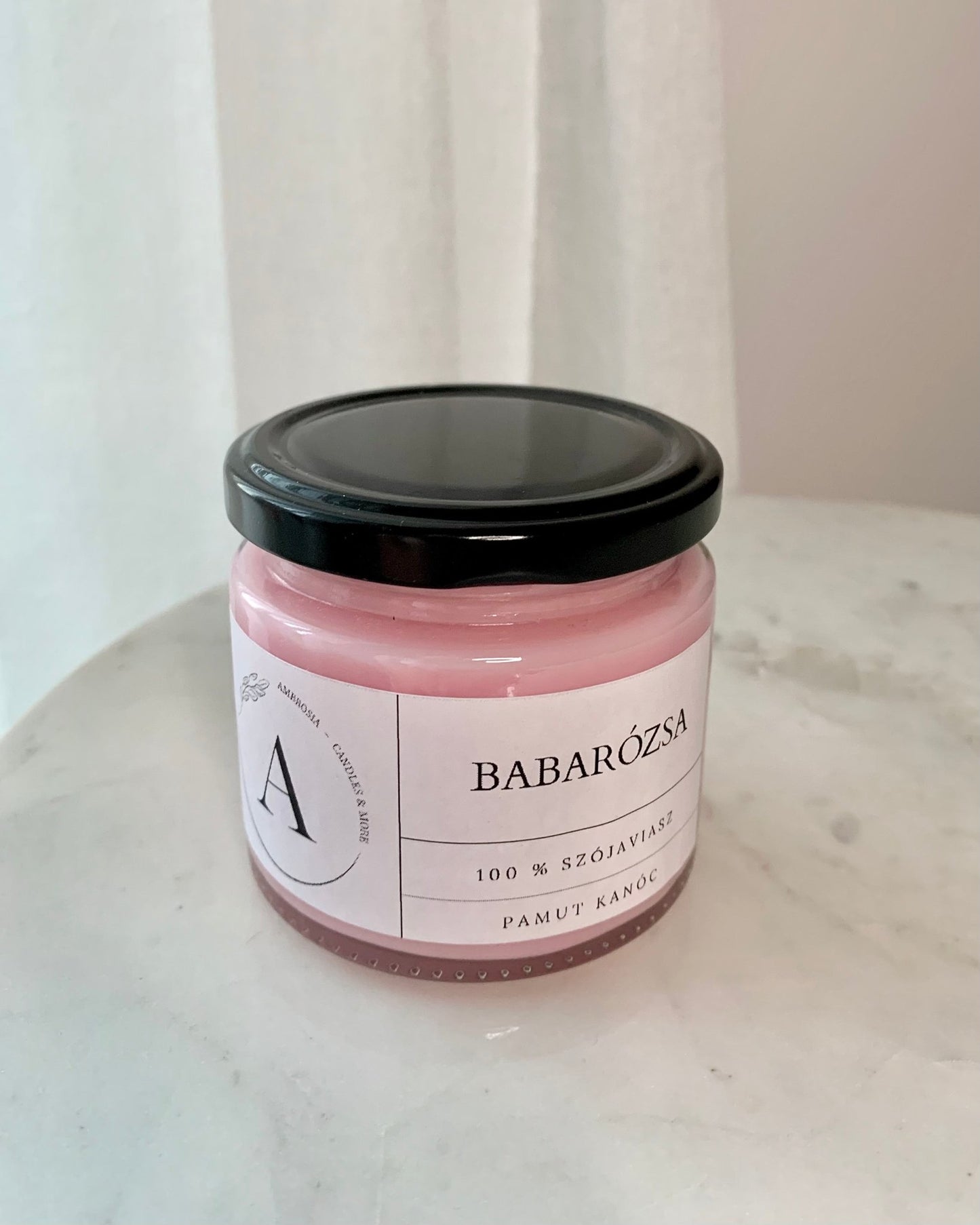 Babarózsa illatgyertya pamut kanóccal - AMBROSIA Candles & More