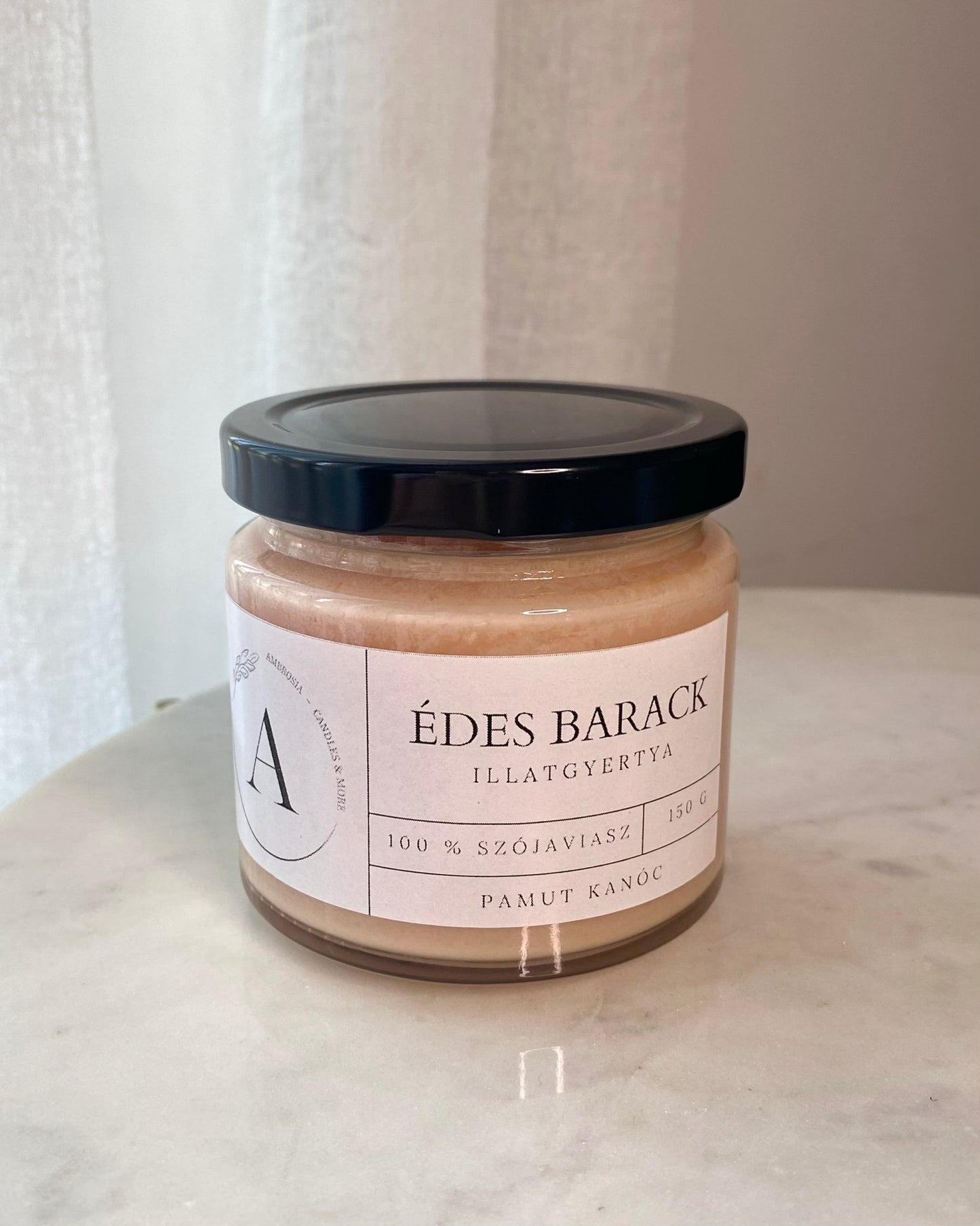 Édes barack illatgyertya pamut kanóccal - AMBROSIA Candles & More