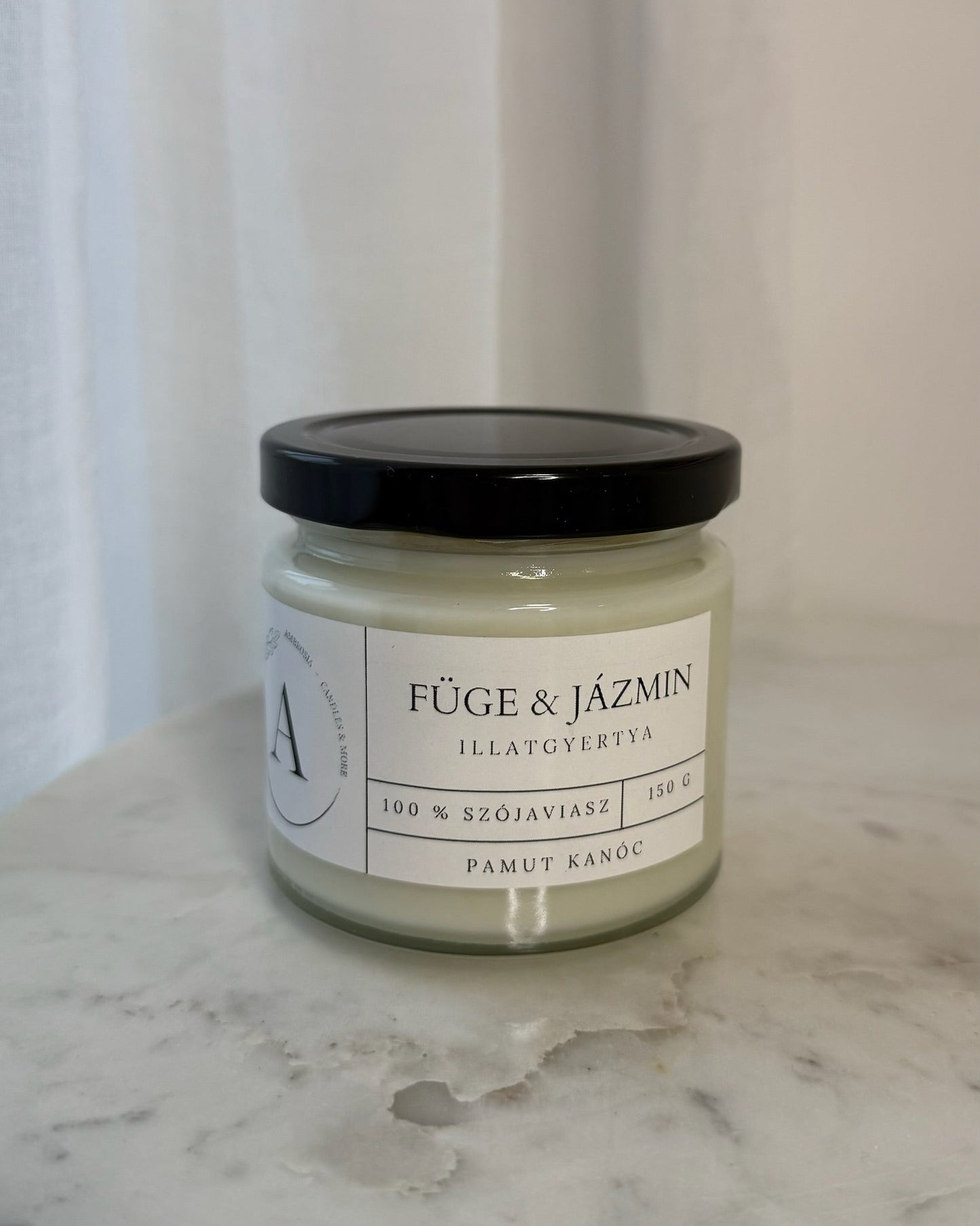 Füge & jázmin illatgyertya pamut kanóccal - AMBROSIA Candles & More