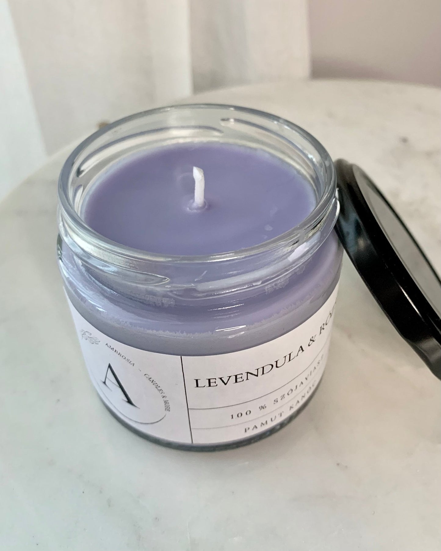 Levendula & rózsa illatgyertya pamut kanóccal - AMBROSIA Candles & More