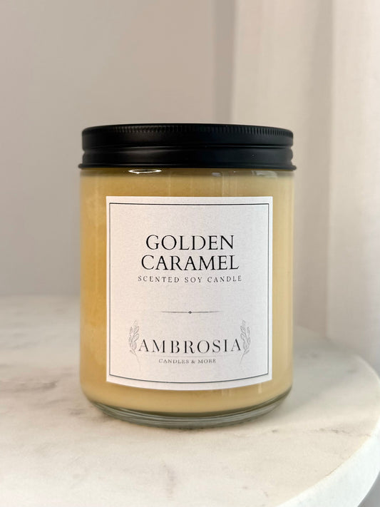 Golden Caramel illatgyertya fa kanóccal