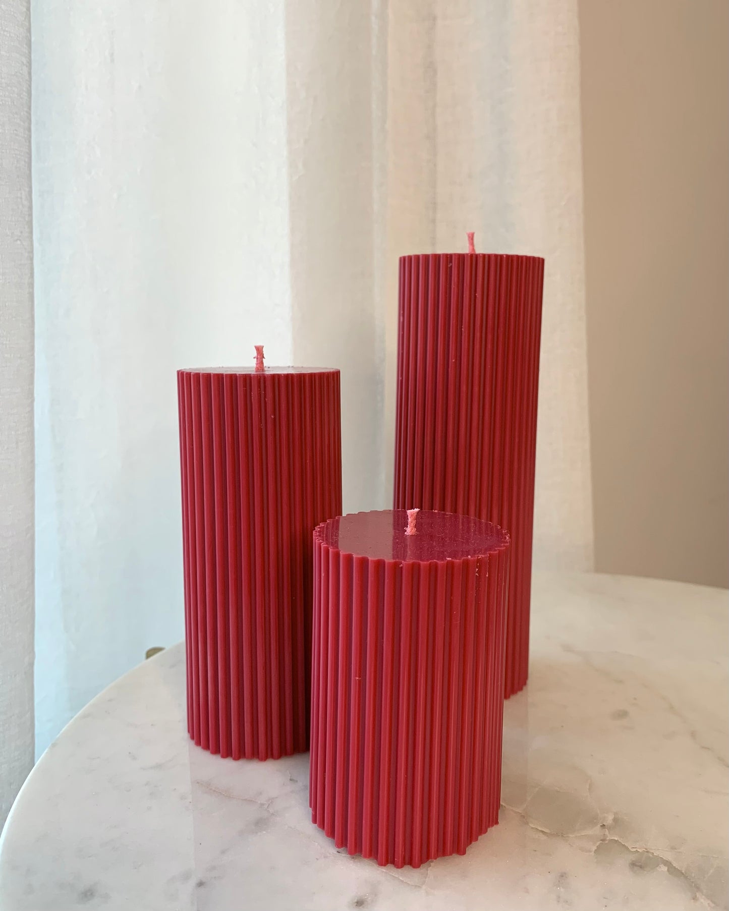 Piros oszlop gyertyák szettben
