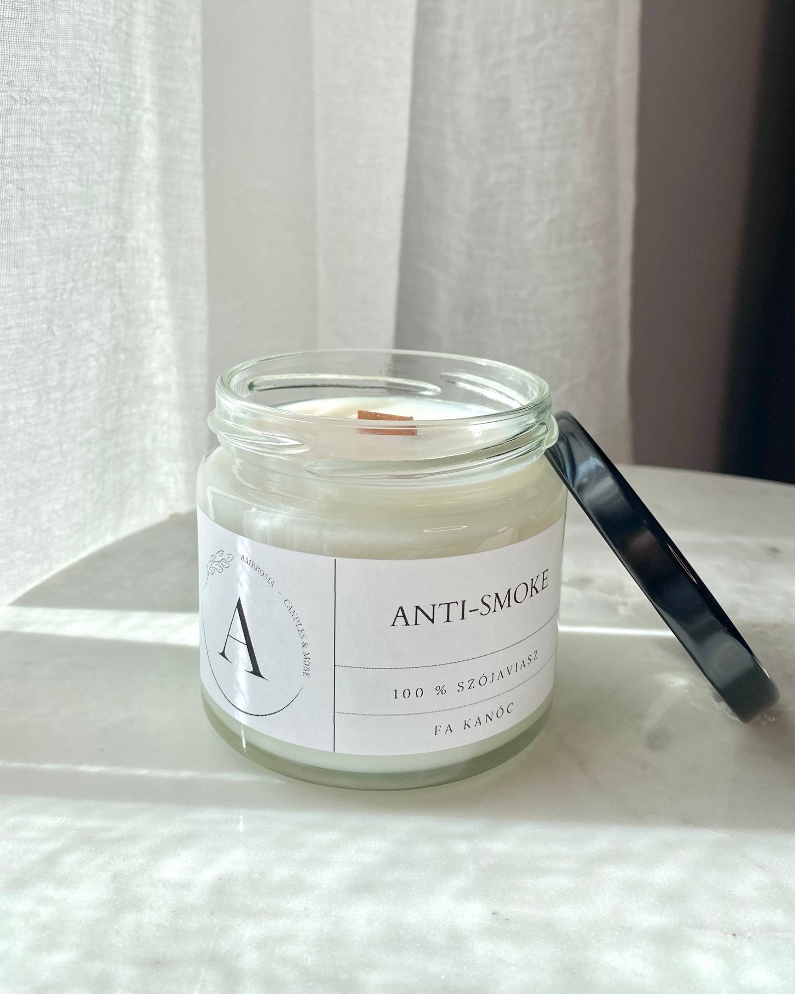 Anti - smoke illatgyertya fa kanóccal - AMBROSIA Candles & More