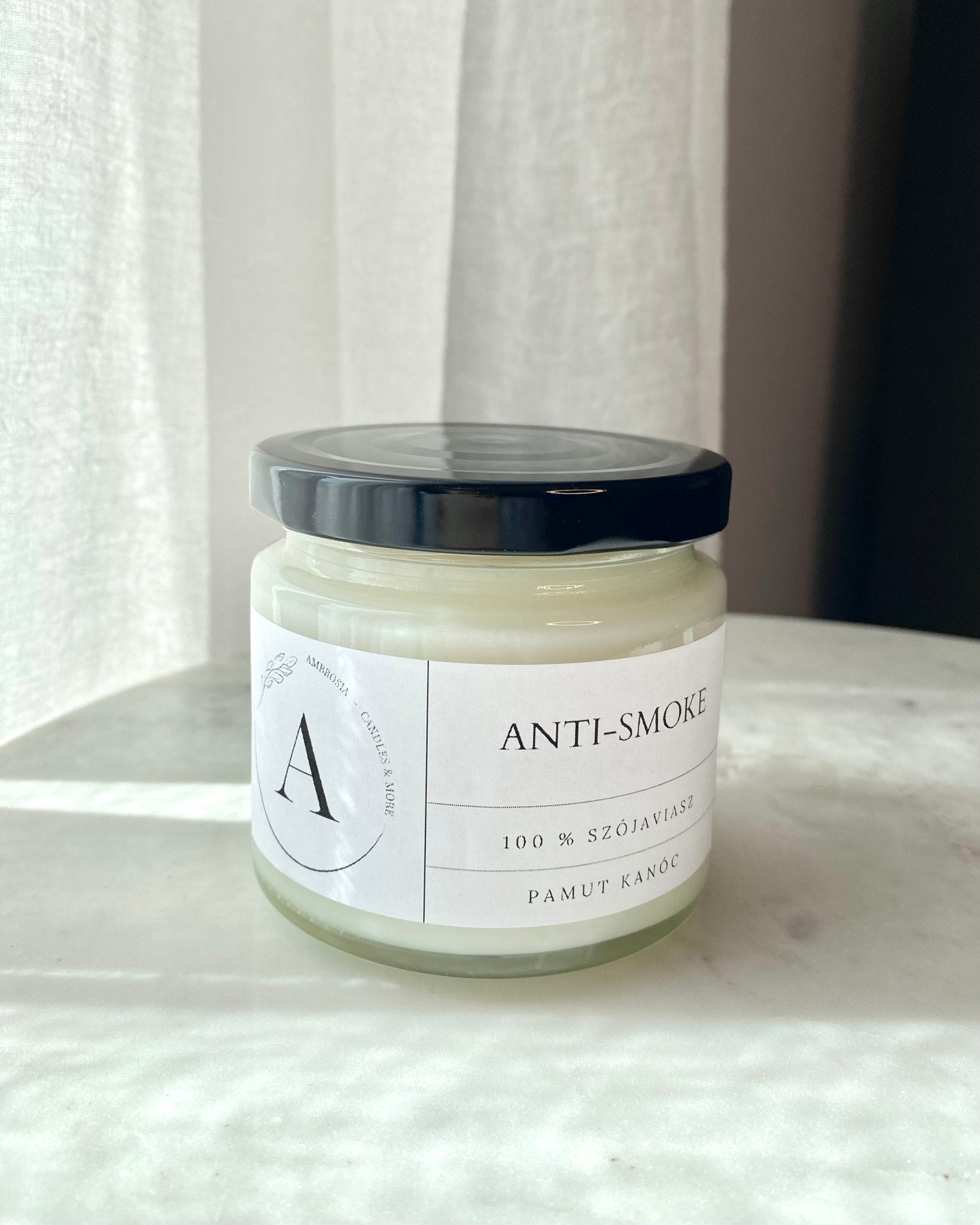 Anti - smoke illatgyertya pamut kanóccal - AMBROSIA Candles & More