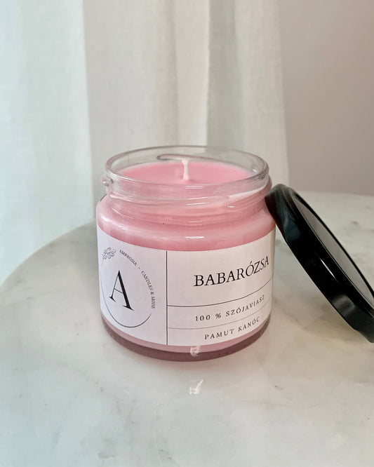 Babarózsa illatgyertya pamut kanóccal - AMBROSIA Candles & More