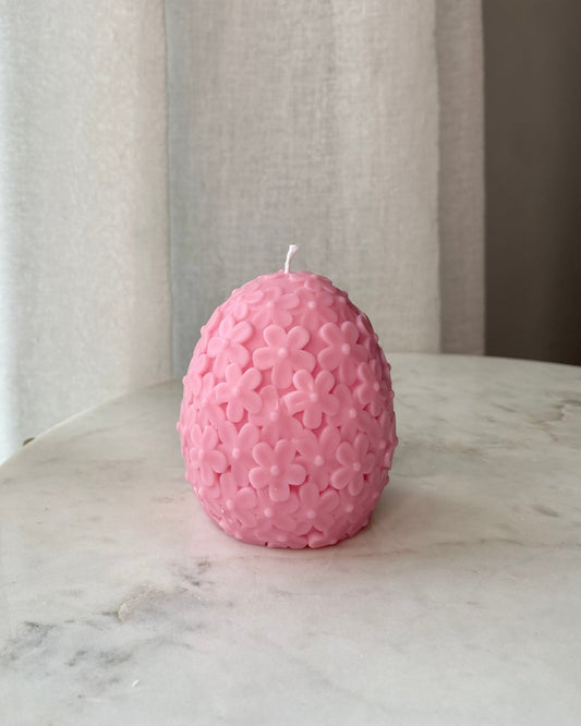Babarózsaszín virágos tojás gyertya - AMBROSIA Candles & More