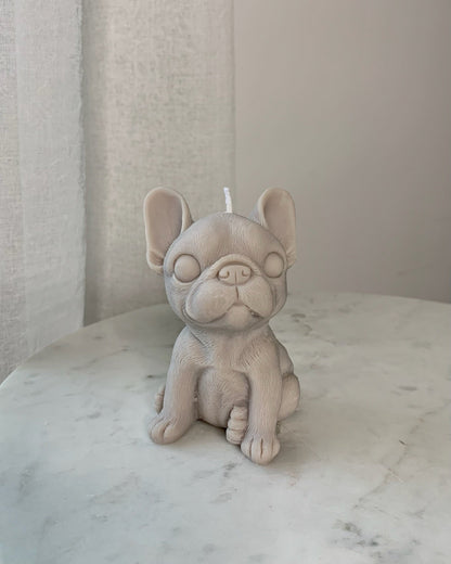 Bézs francia buldog gyertya - AMBROSIA Candles & More
