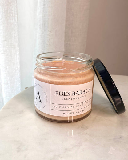 Édes barack illatgyertya pamut kanóccal - AMBROSIA Candles & More