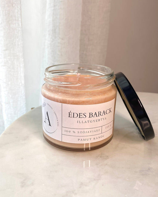 Édes barack illatgyertya pamut kanóccal - AMBROSIA Candles & More