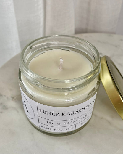 Fehér karácsony illatgyertya pamut kanóccal - AMBROSIA Candles & More