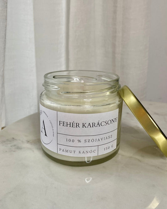 Fehér karácsony illatgyertya pamut kanóccal - AMBROSIA Candles & More