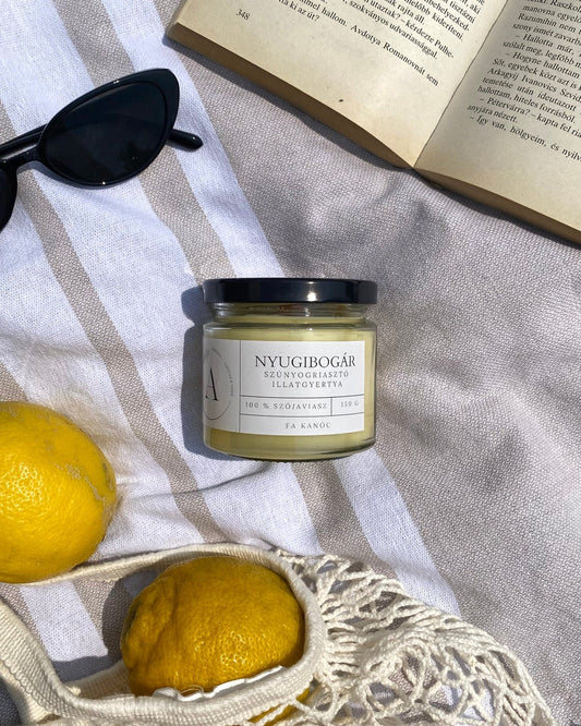 NyugiBogár szúnyogriasztó gyertya fa kanóccal - AMBROSIA Candles & More