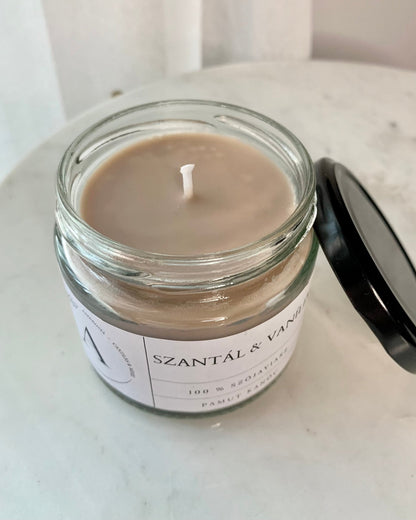 Szantál & vanília illatgyertya pamut kanóccal - AMBROSIA Candles & More