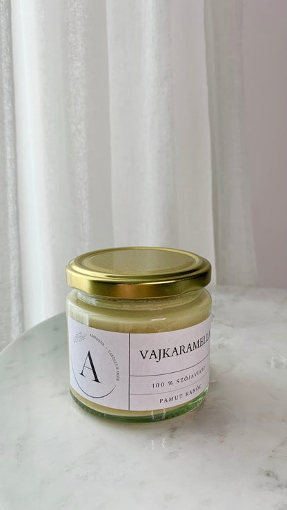 Vajkaramella illatgyertya pamut kanóccal - AMBROSIA Candles & More