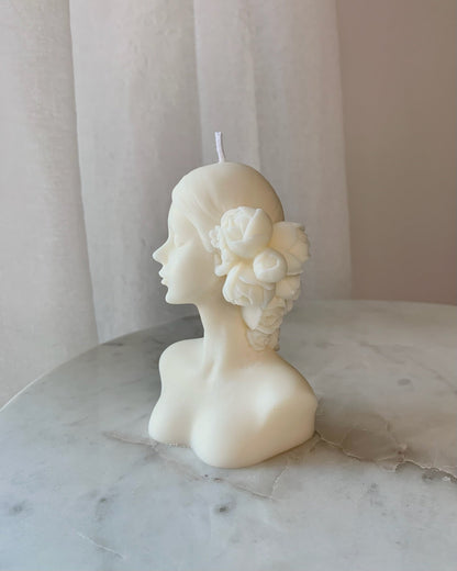 Virágos női fej gyertya - AMBROSIA Candles & More