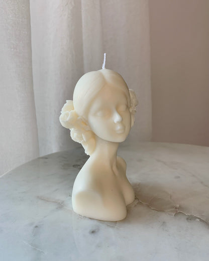 Virágos női fej gyertya - AMBROSIA Candles & More